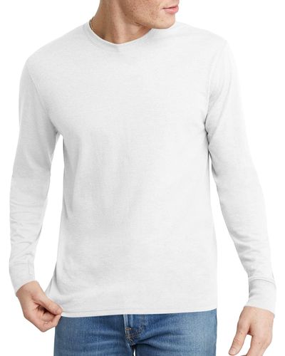 Hanes Size Originals Tri-blend Long Sleeve T-shirt - White