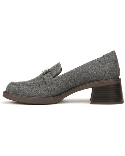 Dr. Scholls S Rate Up Bit Slip On Block Heel Loafer Charcoal Gray Fabric 9.5 M - Black