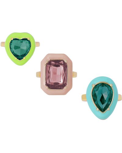 Steve Madden Gem Cocktail Ring Set - Green