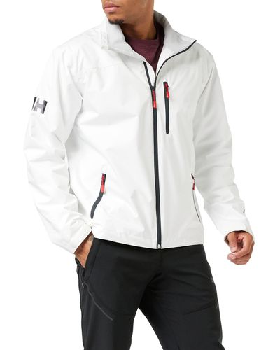 Helly Hansen Crew Midlayer Fleece Lined Waterproof Windproof Rain Jacket - White