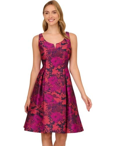 Adrianna Papell Multicolor Jacquard Dress - Purple