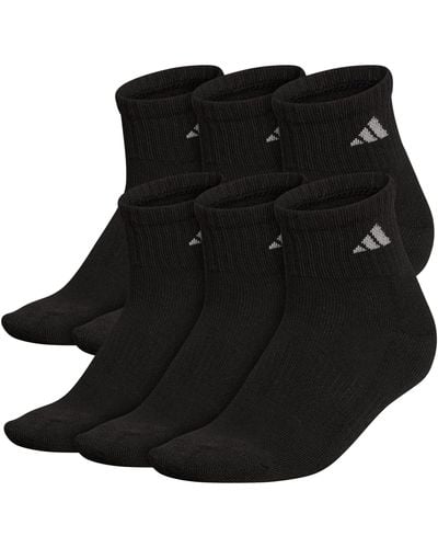 adidas Athletic Cushioned Quarter Socks 6 Pairs - Black