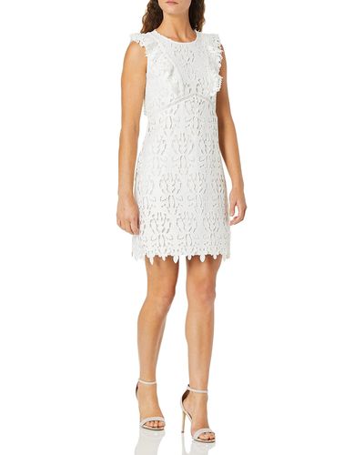 Shoshanna Poppy Sleeveless Lace Shift Dress - White