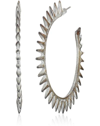 Fallon Silver-tone Classique Microspike Hoops - Metallic