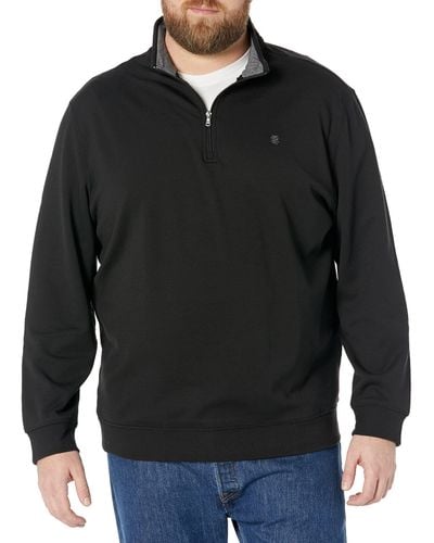 Izod Tall Advantage Performance Quarter Zip Fleece Pullover Sweatshirt - Black