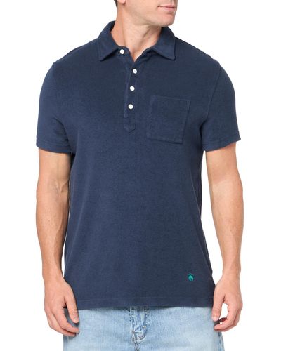 Brooks Brothers Regular Fit Terry Cloth Crew Neck Short Sleeve Polo Shirt - Blue