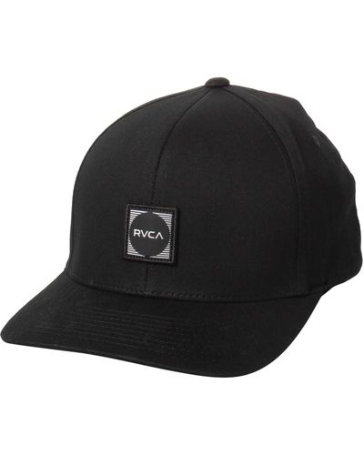 RVCA Mens Flexfit Curved Brim Fitted Hat - Black