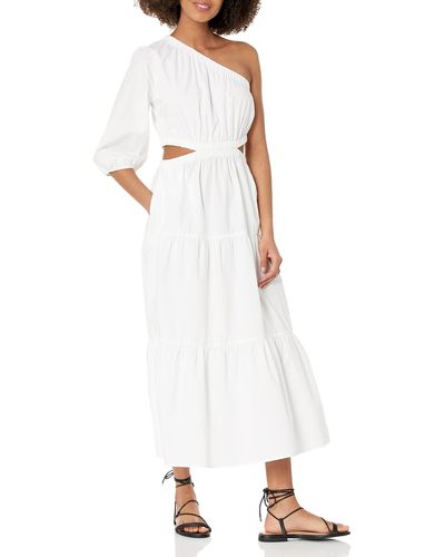 The Drop April One Shoulder Cut-out Tiered Midi Dress - White