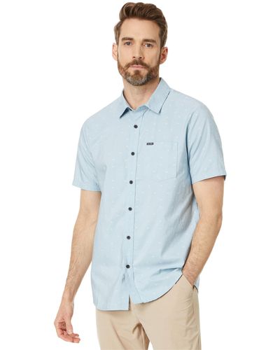 Volcom Crownstone Short Sleeve Button Down Shirt - Blue