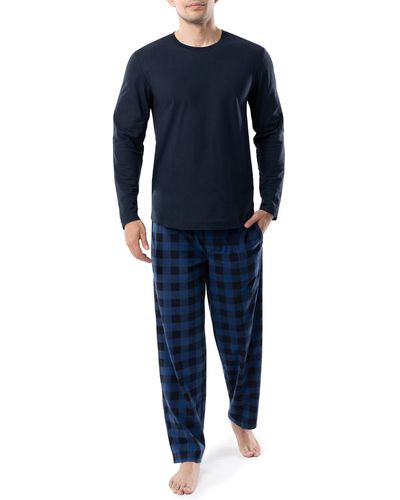 Izod Flannel Fleece Top And Pant Sleep Set - Blue