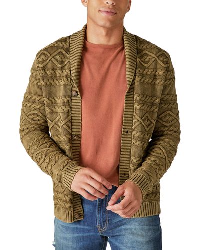 Lucky Brand Cable Knit Cardigan - Green