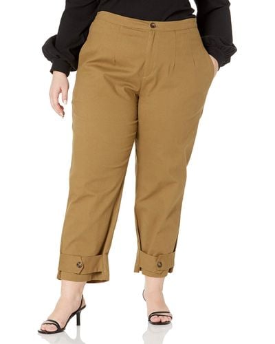 Kendall + Kylie Kendall + Kylie Plus Size Belted Ankle Twill Pants - Brown