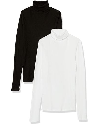 Splendid Classic Long Sleeve Foldover Turtleneck Shirt - Black