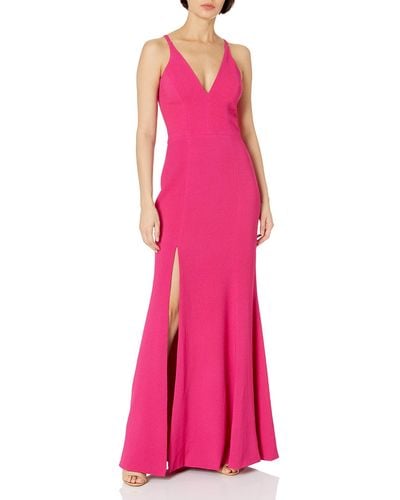 Dress the Population Iris Crepe Side Slit Gown - Pink