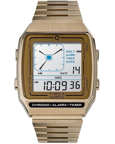 Timex Q Reissue Digital Lca 32.5mm Gold-tone Stainless Steel Bracelet Watch - Metallic