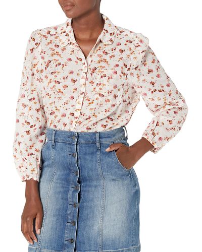 Lucky Brand Long Sleeve Button Up One Pocket Floral Poet Shirt - Multicolor