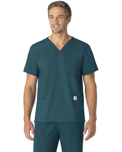 Carhartt S V-neck 6-pocket Top Medical-scrubs-shirts - Blue