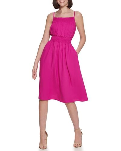 Kensie Spaghetti Strap A-line Contemporary Dress - Pink