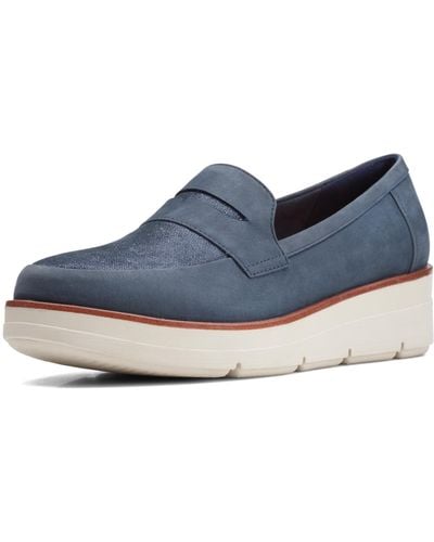 Clarks Shaylin Step Wedge Penny Loafer - Blue