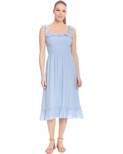 Donna Morgan Ruffle Detail Peasant Dress - Blue