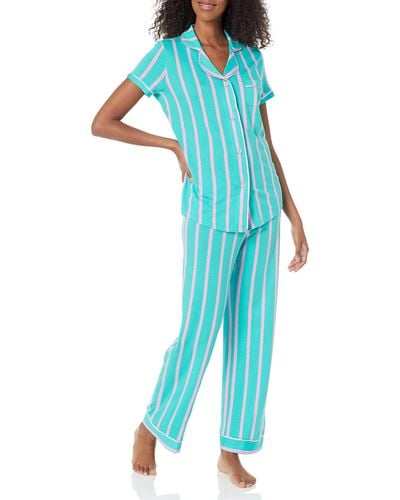 Cosabella Bella Printed Short Sleeve Top & Pant Pajama Set - Blue