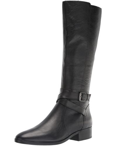 Naturalizer S Rena Knee High Riding Boot Black Leather Wide Calf 6 W