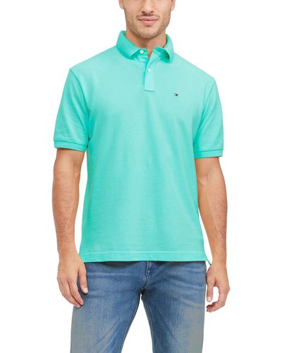 Tommy Hilfiger Mens Short Sleeve Cotton Pique In Regular Fit Polo Shirt - Green