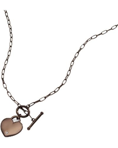 ALEX AND ANI Aa724823sc,heart And Crystal Toggle 19 In Necklace,shiny Chocolate,brown,necklace - Metallic