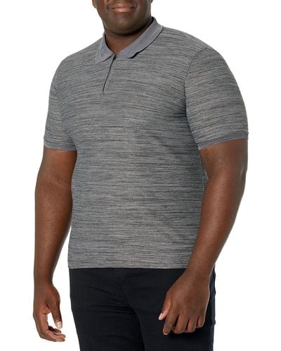 Kenneth Cole Slim Fit Knit Zip Polo - Gray