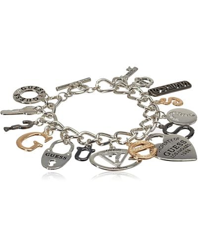 Guess "basic Mixed Metal Logo Charm Toggle Charm Bracelet - Multicolor