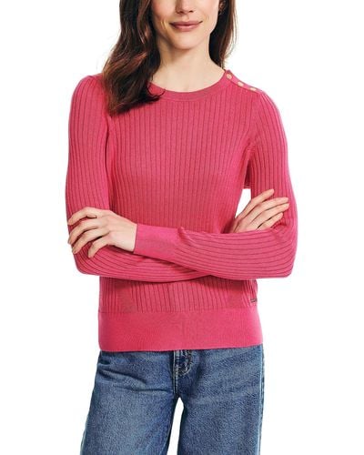 Nautica Sustainably Crafted Rib-knit Crewneck Sweater - Red