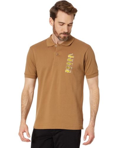 Lacoste Short Sleeve Stacked Timeline Croc Polo Shirt - Brown