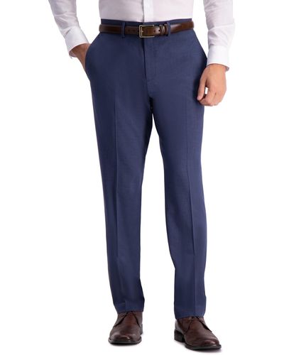 Kenneth Cole Reaction 4-way Stretch Solid Gab Slim Fit Dress Pant - Blue