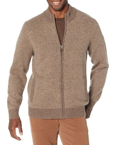 Pendleton Shetland Wool Full Zip Sweater - Brown