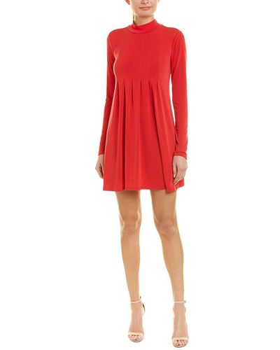 BCBGeneration Turtle Neck Front Pleated Dress - Red