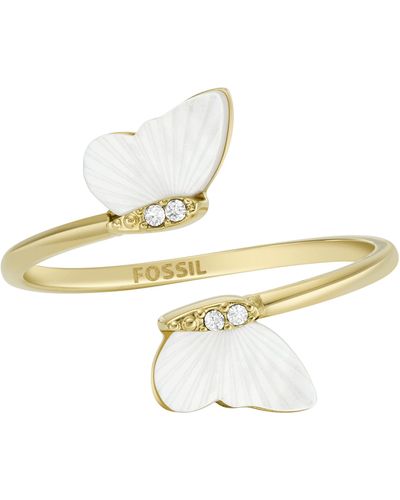 Fossil Stainless Steel Mop Butterfly Ring - Metallic