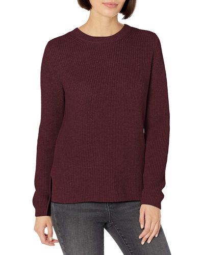Goodthreads Cotton Shaker Stitch Crewneck Sweater - Purple