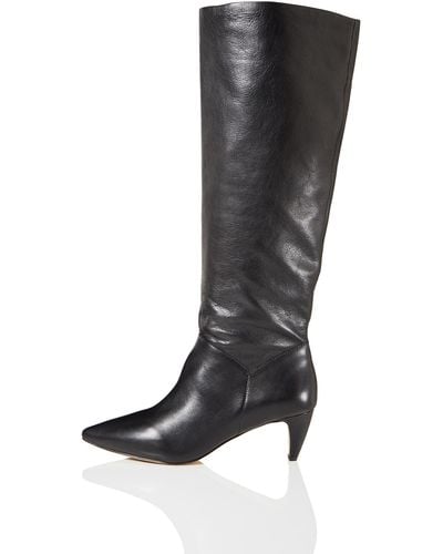 FIND Leather Slouch Boots - Black