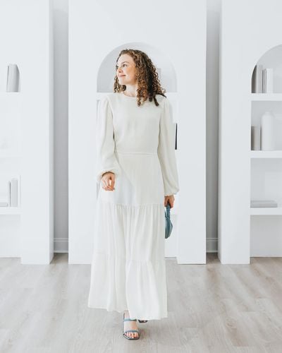 The Drop Ivory Tiered Maxi Dress By @withloveleena - Gray