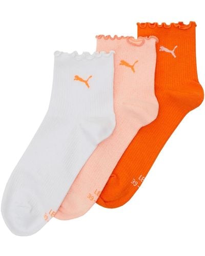 PUMA Ruffle Quarter Socks 3 Units Eu 39-42 - Orange