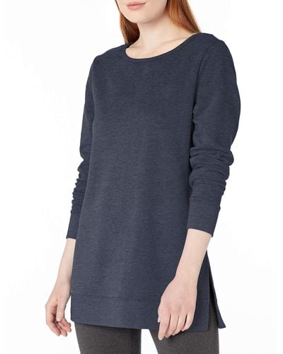 Amazon Essentials Open-neck Fleece Tunic Sweatshirt Jumper - Blue