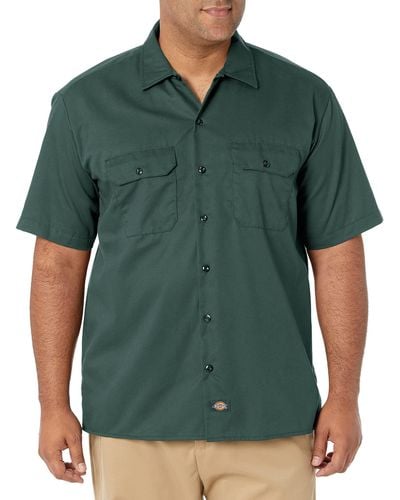 Dickies Big-tall Short-sleeve Work Shirt,hunter Green,4x