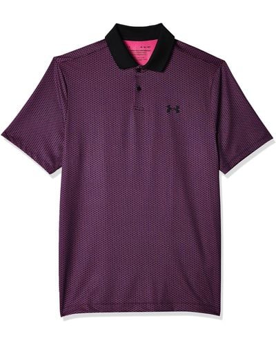 Under Armour S Ua Printed 3.0 Performance Stretch Golf Polo Shirt Black Xl - Purple