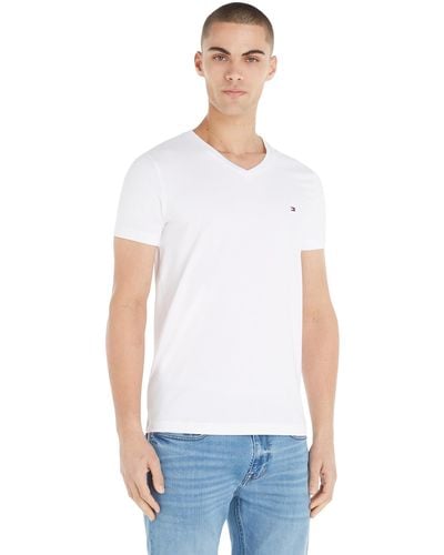 Tommy Hilfiger T-Shirt Kurzarm Core Stretch V-Ausschnitt - Weiß
