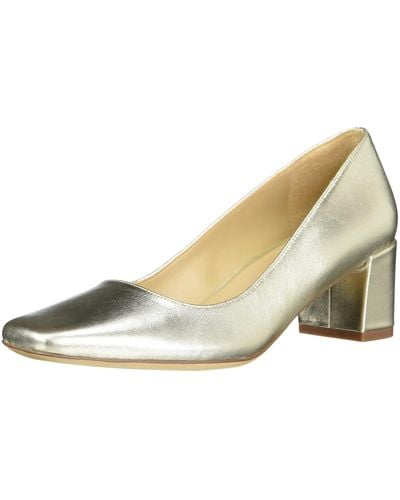 Naturalizer S Karina Low Block Heel Square Toe Pump,champagne Gold Leather,4 - Multicolor