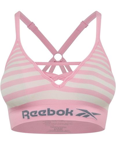 Reebok Seamless Bra in Rosa gestreift mit abnehmbaren Polstern | Unterwäsche für geringe Belastung | Bequem und dehnbar mit - Pink