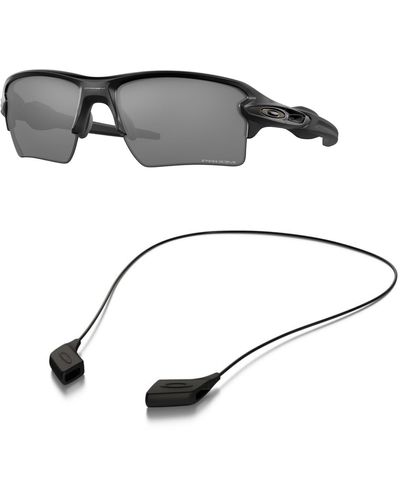 Oakley Oo9188 Sunglasses Bundle: Oo 9188 Flak 2.0 Xl 918873 Flak 2.0 Xl Matte Black Prizm And Medium Black Leash Accessory Kit - Grey