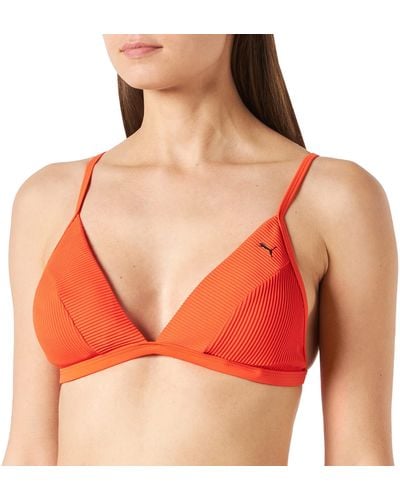 PUMA Swimwear Ribbed Triangle Top Parte Superior de Bikini - Naranja