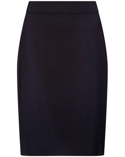 HUGO The Pencil Skirt Bleistiftrock aus gekämmter Stretch-Schurwolle mit hohem Bund - Blau