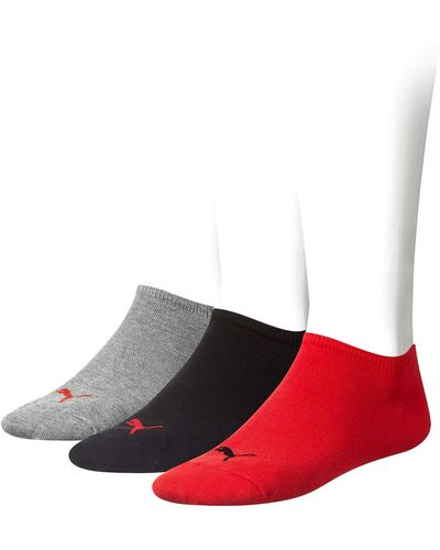 PUMA 261080001 Lot de 3 paires de chaussettes de sport mixtes Taille 35-38 Noir/rouge